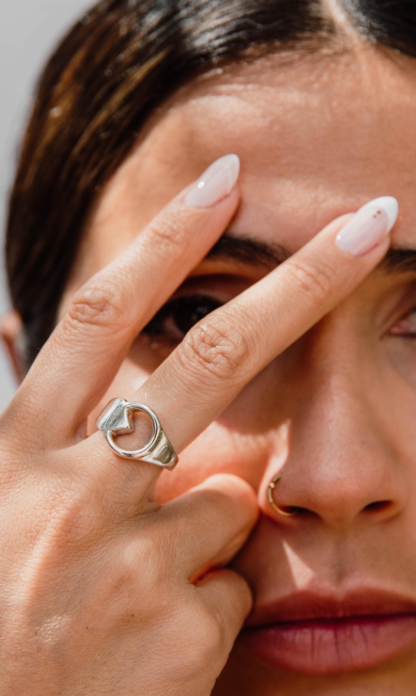 Modern Geometric 925 Silver Ring for Women, Minimalist Sculptural 