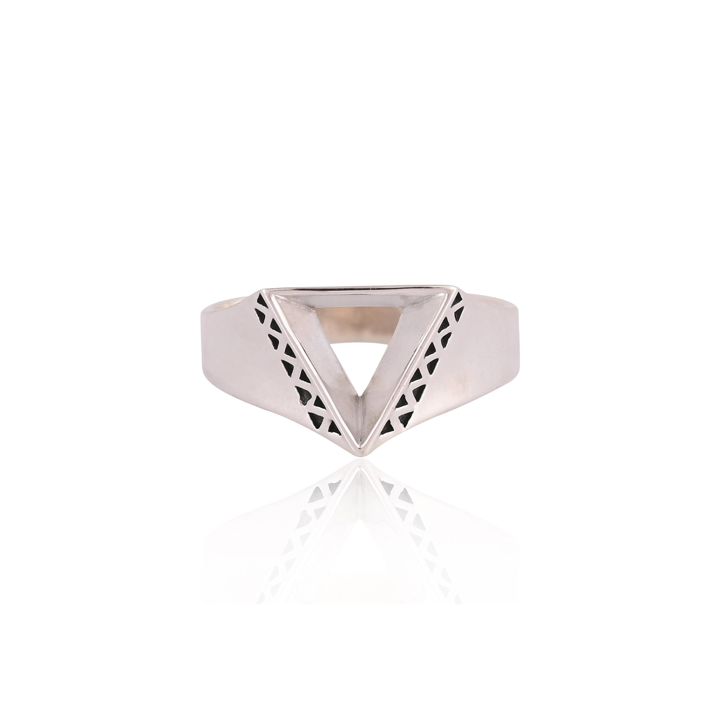 Triangle Men Rings Mens Triangle Ring/ Triangle Ring Men/ Triangle Silver Ring/ Chunky ...