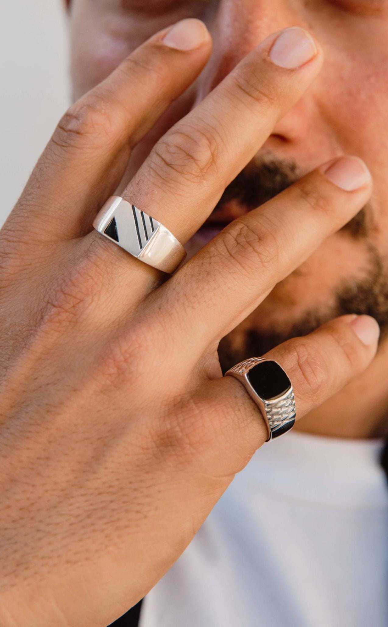 Square Black Onyx Ring, 925 Sterling Silver, Geometric Design - Etsy