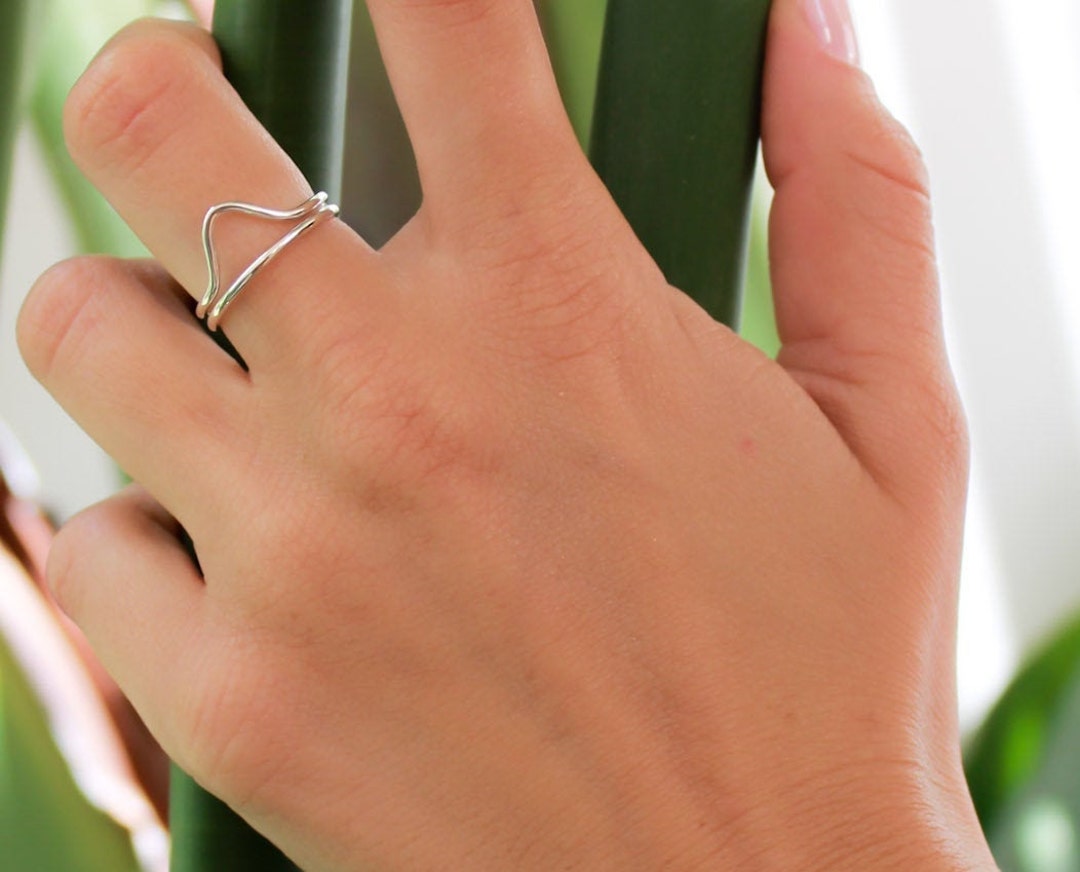 V Silver Ring/ Triangle Silver Ring/ Women Silver Ring/ Geometric Rings ...