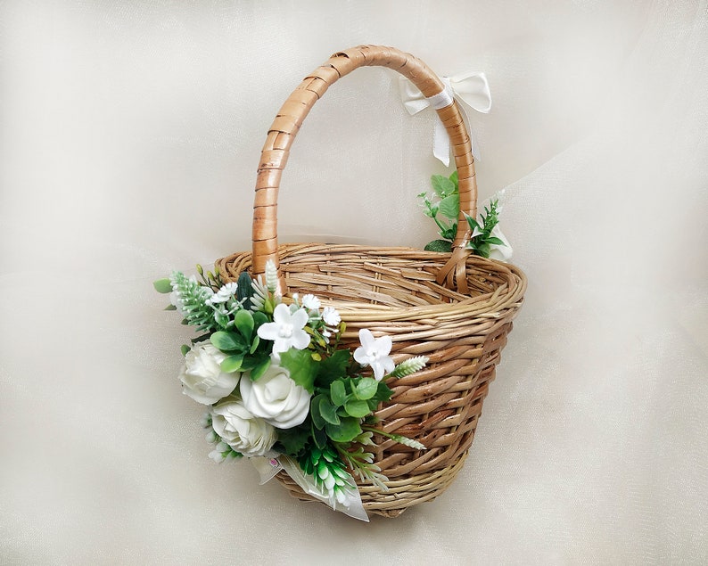 Flower girl basket eucalyptus basket flower girl basket with Etsy