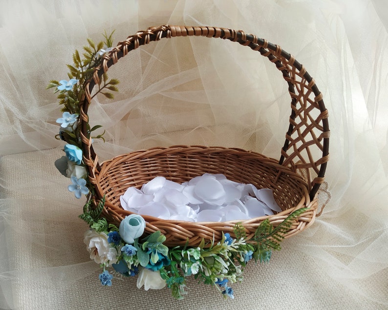 Flower girl basket eucalyptus basket flower girl basket with Etsy