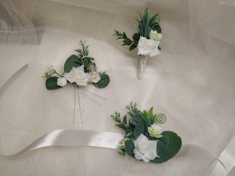Ivory flower crown Eucalyptus crown Flower crown with wild flower and succulent Wedding crown Rustic head wreath Woodland halo