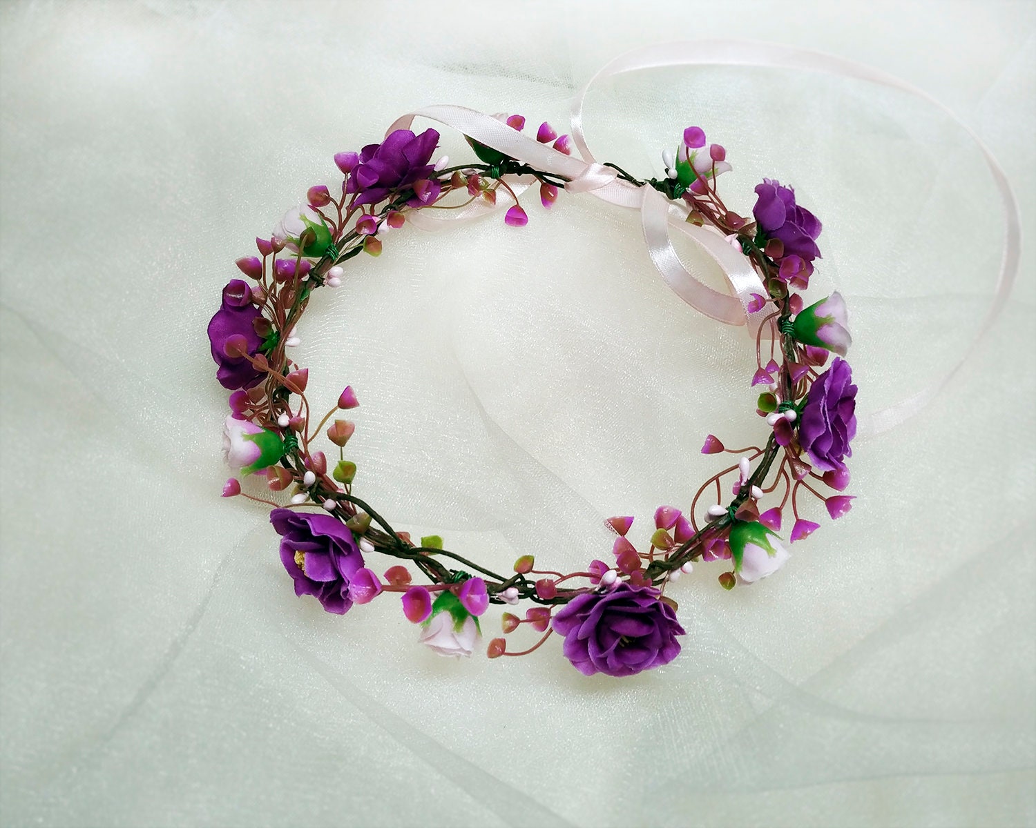 Flower crown Violet flower crown flower crown wedding Etsy