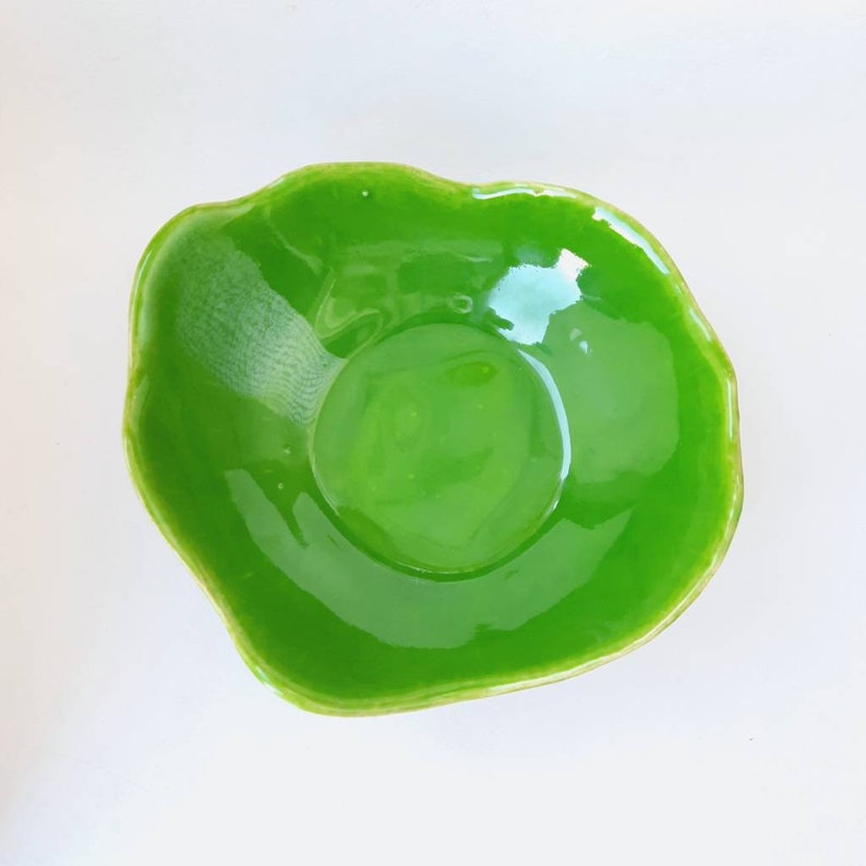 Serving plates with legs, Ceramic green bowl, Ice cream bowl, Candy bowl, Organic Handmade Ceramics image 10