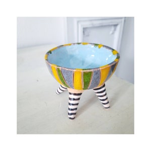 Clay wave piala on legs Serving tiny bowl Organic Handmade Ceramics