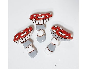 Mushroom handmade ceramic brooch