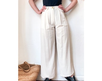 Summer-Love : Pantalon large à pinces en lin/viscose