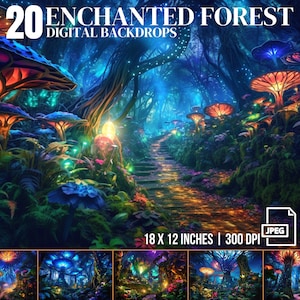 Verzauberter Wald Digitale Kulissen Magische Waldkulissen Lebendige Zauberwald Youtube Fantasy Digitaler Hintergrund Photoshop Verbundstoff JPEG