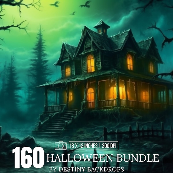 160 Halloween Backdrop Digital Bundle Halloween Horror Background Photography Composite Printable Set Photoshop Overlays Halloween Wall Art