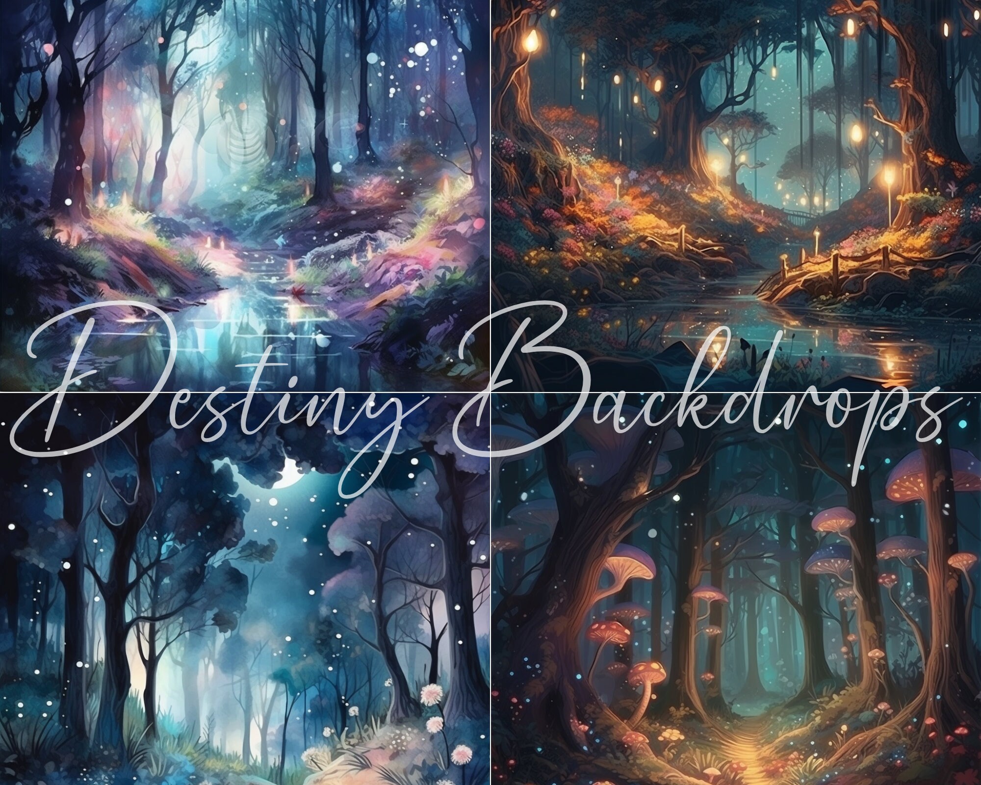 20 Enchanted Forest Backdrops Fairytale Forest Fantasy Overlays Fine ...