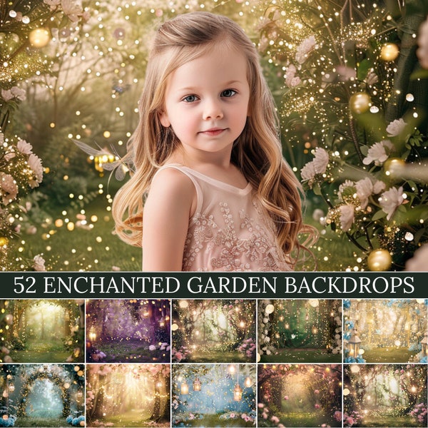 Enchanted Garden Digital Backdrop Magical Background Children Photography Portrait Overlay Whimsical Autumn Fairy Princess Fantasy Forest