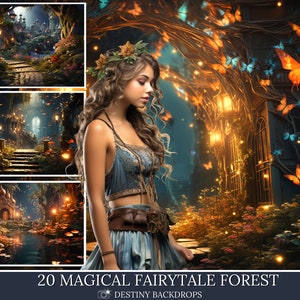 20 Magical Enchanted Forest Digital Backdrops Bundle Enchanting Landscape Forest Backdrop Epic Backdrop Fantasy Forest Photoshop Composite