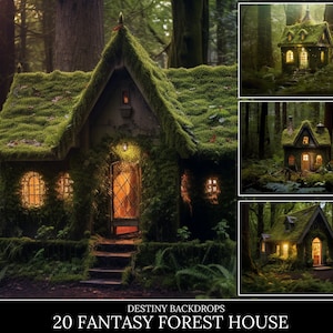 Fantasy Forest House Enchanted Forest Backdrop Digital Background Enchanted Forest Invitation Enchanted Waters Enchanted Creation Wall Art