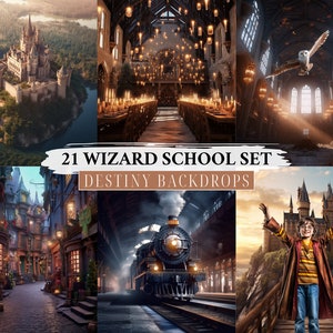 Magic Wizard Train Digital Download Photoshop Overlay Photography Background Christmas Gift Idea Family Backdrop Wedding Backdrop Maternity