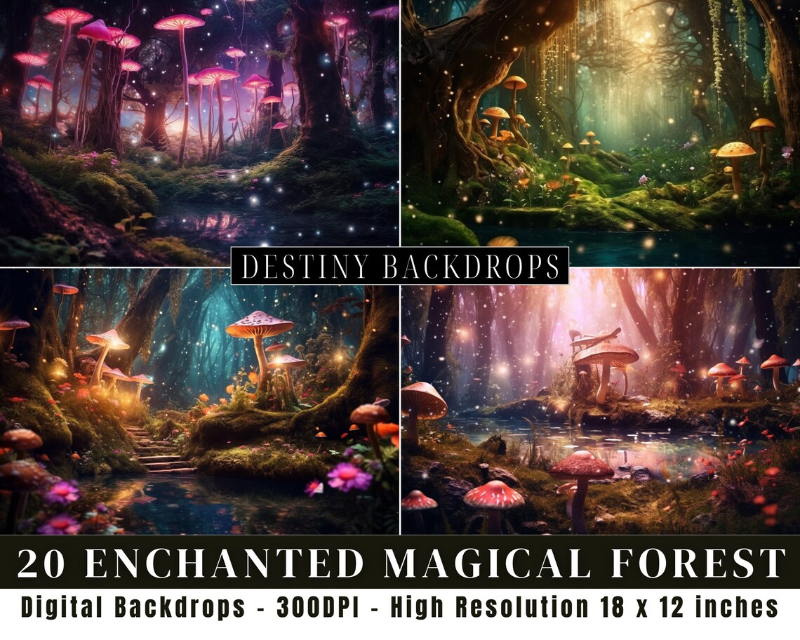 20 Magical Fairy Forest Background Digital Background Fantasy - Etsy