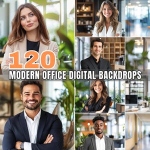 Modern Office Digital Backdrops for Professional Headshots & Business Portraits | Zoom Background Overlay with Soft Focus, Elegant Design