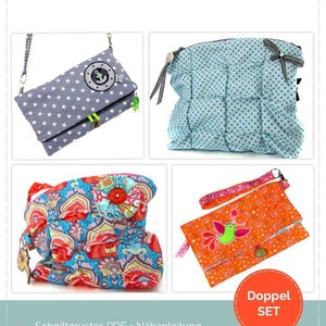 E-Book-Set: Clutch und Kosmetiktasche, PDF-Schnittmuster Minihandtasche, Schminktasche