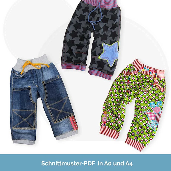 Ebook PDF Schnittmuster Kinderhose "Bo" Sweathose Jeans Gr. 86/92 - 170/176 mit Fotoanleitung