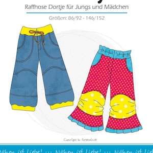 Ebook Kinderhose DORTJE PDF-Schnittmuster mit süßen Raffungen Gr. 86-152