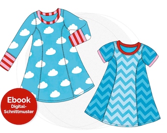 Digital Schnittmuster Kinderkleid Jerseykleid Kiara Gr. 86/92 bis 146/152 PDF-Nähanleitung