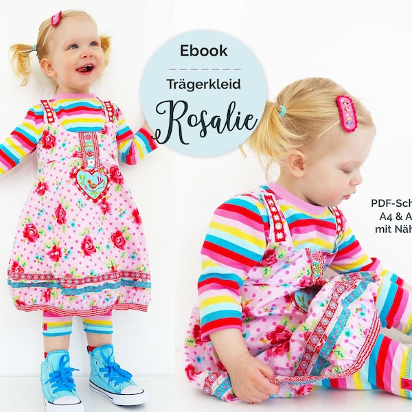 Ebook Mädchen-Trägerkleid "Rosalie", Ballonkleid, Sommerkleid Webware, Gr. 86/92 - 158/64, PDF-Schnittmuster zum Downloaden