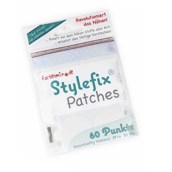 Stylefix-Patches, 60 Stück, ca. 30 mm Durchmesser, Klebepunkte zum Nähen, Sticken, Basteln