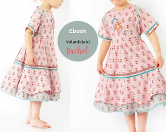 Ebook PDF Schnittmuster Volantkleid Kinderkleid "Rachel" Gr. 86/92 - 146/152 mit Fotoanleitung