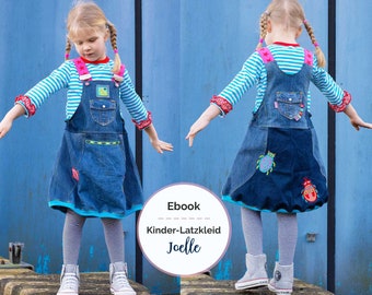 Ebook PDF-Schnittmuster Kinderkleid Latzkleid "Joelle" Gr. 86/92 - 146/152 mit Nähanleitung