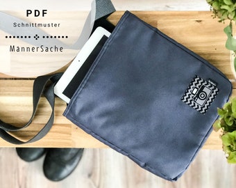 PDF-Schnittmuster Tasche für Herren, Umhängetasche, Männertasche, Crossbody-Bag, für Nähanfänger