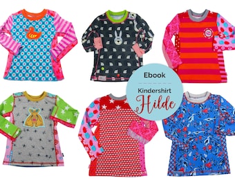 Ebook Kindershirt HILDE, freche Teilungsnähte und Schulterpassen, Gr. 86/92-158/164, Nähanleitung für Jersey, Langarmshirt Mädchen