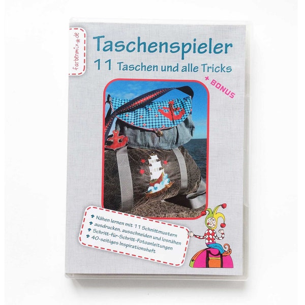 Taschen-Schnittmuster-Set "Taschenspieler 1" CD mit 11 Taschenschnitten, Handtasche, Umhängetasche, Reisetasche, Kosmetikkoffer