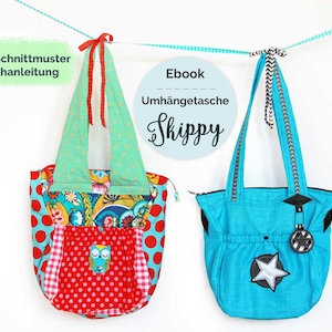 PDF-Schnittmuster Umhängetasche &quot;Skippy&quot;, Tasche mit Trägervarianten, Taschenschnittmuster Nähanfänger, Damentasche mit Fächern