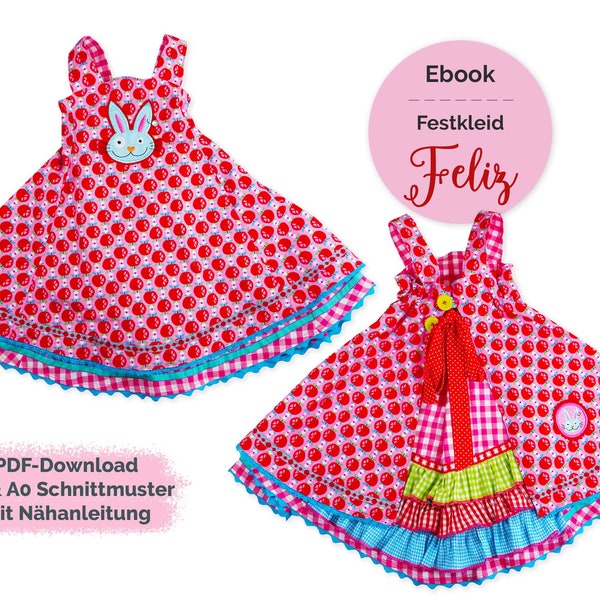 PDF-Schnittmuster Kinderkleid"Feliz", Festkleid, Sommerkleid Mädchen, Kommunionkleid, Blumenmädchenkleid, Partykleid, studio tantrum