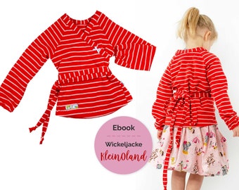 Ebook Schnittmuster Kinder-Wickeljacke Cardigan KleinOland Gr. 86/92-146/152