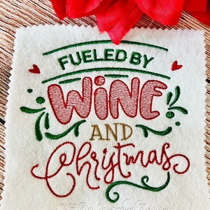 Wine and Christmas Sketch Embroidery Design 3 SIZES