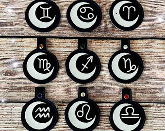 Horoscope Moon Keyfob Embroidery Design BUNDLE