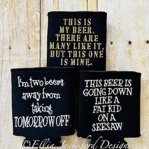 ITH Adult Humor Can Insulator Embroidery Design SET OF 3