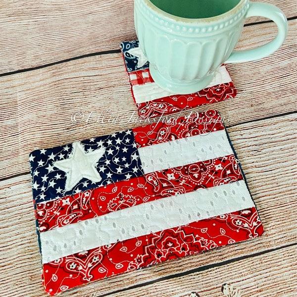 Quilted Flag Mug Rug/Placemat Embroidery Design 5 SIZES