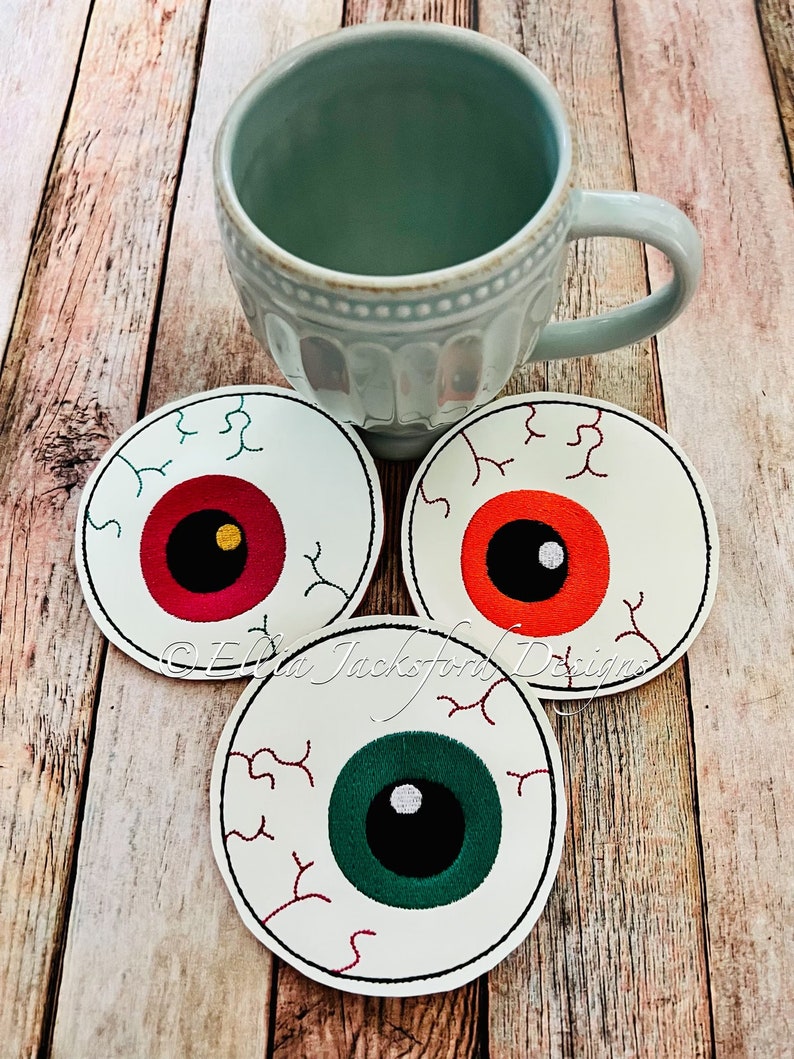 ITH Eyeball Coaster Embroidery Design - Etsy