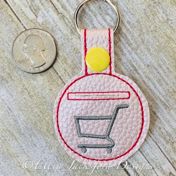 ITH Grocery Cart Coin Keeper Keyfob Embroidery Design