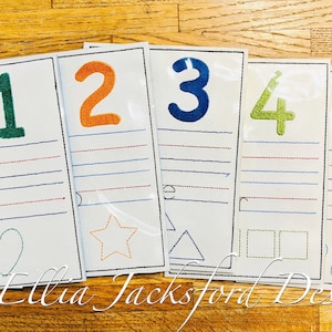 ITH Number Worksheets 1-5 Embroidery Design
