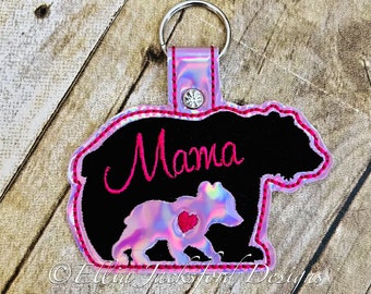 ITH Mama Bear Keyfob Embroidery Design 2 FINISHES