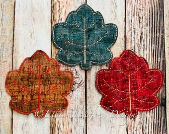 Fall Leaf Coaster Embroidery Design