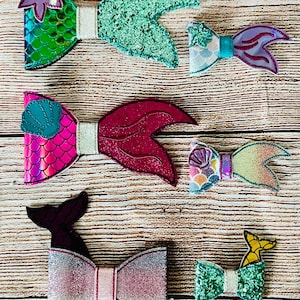 Mermaid Hair Bow Embroidery Design BUNDLE