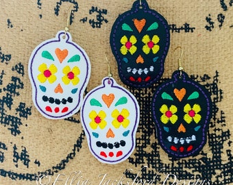 ITH Sugar Skull Earrings Embroidery Design