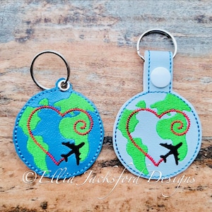 Airline Heart Keyfob Embroidery Design 2 FINISHES
