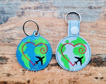 Airline Heart Keyfob Embroidery Design 2 FINISHES