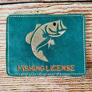 Fishing License Wallet Embroidery Design