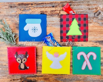 Christmas Treat Bag Embroidery Design SET OF 5